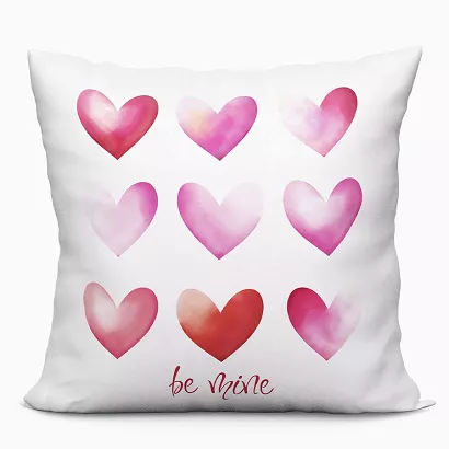 Poszewka dekoracyjna BE MINE 40x40 welwetowa biała różowa czerwona serca
