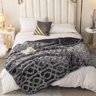 Koc akrylowy tłoczony VITO 160x200 geometryczny wzór grafitowy