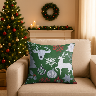 Pościel bawełniana świąteczna 160x200 wzór świąteczny mix zielona