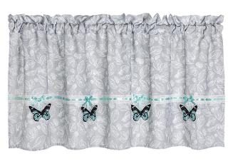 Firana gotowa zazdrostka PAPILLO 90x150 szara w motyle