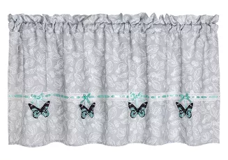 Firana gotowa zazdrostka PAPILLO 90x150 szara w motyle