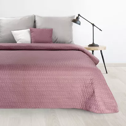 Narzuta dekoracyjna BONI 170x210 różowa pikowana w geometryczny wzór