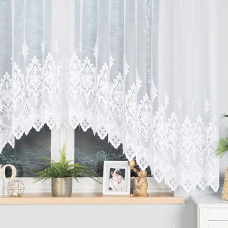 Firanka żakardowa gotowa na żabki LUDMIŁA 400x160 biała