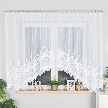 Firanka żakardowa gotowa na żabki LUDMIŁA 400x160 biała