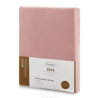 Prześcieradło satynowe z gumką NOVA3 160x200 Eurofirany różowe