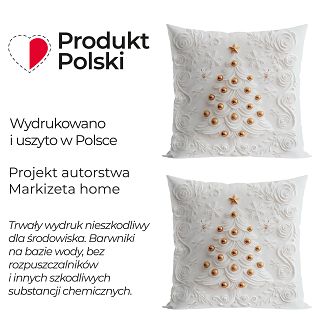 Poszewka dekoracyjna świąteczna CHOINKA Z EFEKTEM 3D 40x40 welwetowa biała