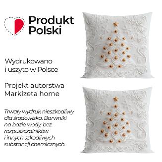 Poszewka dekoracyjna świąteczna CHOINKA Z EFEKTEM 3D 40x40 welwetowa biała