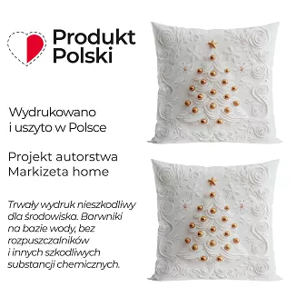 Poszewka dekoracyjna świąteczna CHOINKA Z EFEKTEM 3D 40x40 welwetowa biała