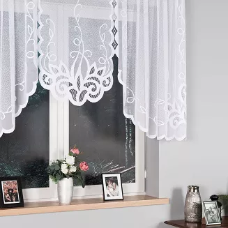Firanka żakardowa gotowa na żabki EWELINA 300x120 biała