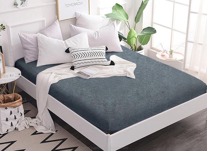 Prześcieradło frotte z gumką 200x220 ciemnoszare