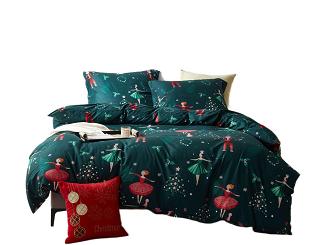 Pościel świąteczna Nutcracker and Ballet 220x200 zielona baletnice dziadki do orzechów