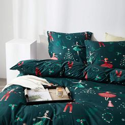 Zielona Świąteczna Pościel z Mikrofibry z Nadrukiem 220x200 Nutcracker and Ballet
