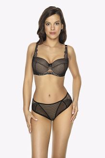 Biustonosz Full Cup Demi 1054 usztywniany czarno beżowy