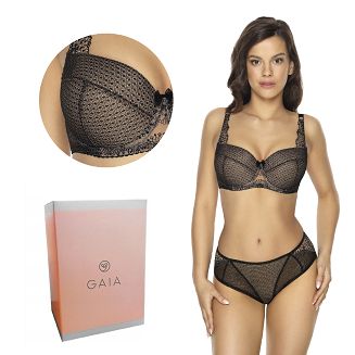 Biustonosz GAIA Full Cup Demi 1054 usztywniany czarny beżowy