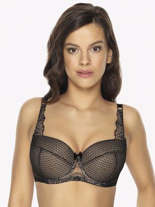 Biustonosz GAIA Full Cup Demi 1054 usztywniany czarny beżowy