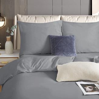 Pościel satyna bawełniana 140x200 SIN jednobarwna grafitowa