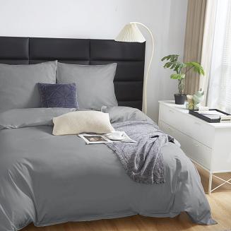 Pościel satyna bawełniana 140x200 SIN jednobarwna grafitowa