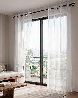 Firana gotowa na przelotkach ORENA 140x250 biała ze zdobieniem na dole