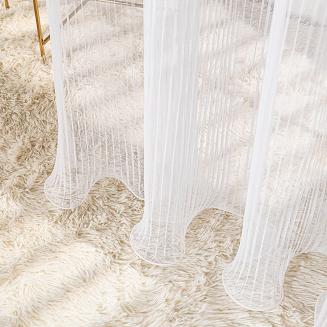 Firana gotowa na przelotkach ORENA 140x250 biała ze zdobieniem na dole