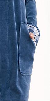 Szlafrok damski kod 289 LUNA welur granatowy - kieszeń