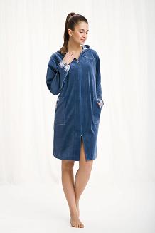 Szlafrok damski kod 289 LUNA welur granatowy