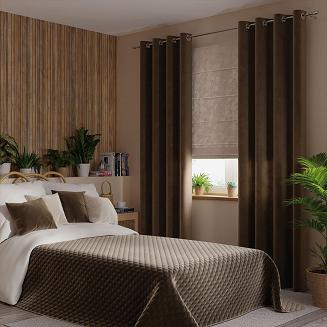 Zasłona gotowa na przelotkach VELVI 140x260 brązowa