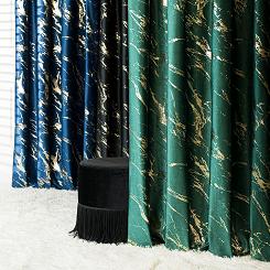 Zasłona gotowa na taśmie MARMA 140x250 butelkowa ze złotym nadrukiem