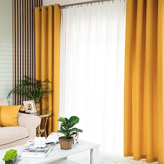 Zasłona gotowa na przelotkach JODEŁKA 140x250 musztardowa