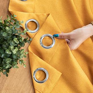 Zasłona gotowa na przelotkach JODEŁKA 140x250 musztardowa