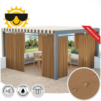 Zasłona gotowa na taśmie GARDENIA 140x200 wodoodporna ogrodowa ciepły brązowy