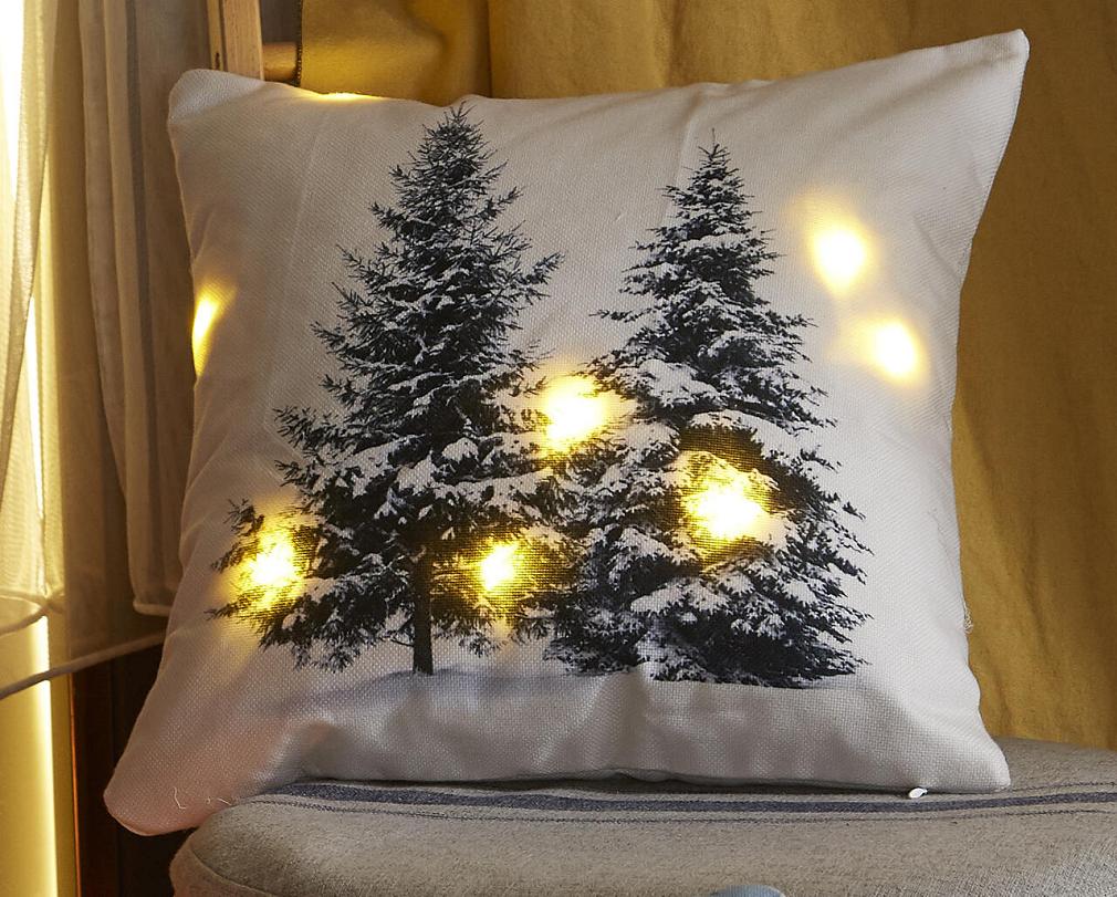 Poszewka dekoracyjna świecąca LED 40x40 świąteczna choinka