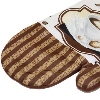 Rękawice kuchenne 18x27 z magnesem 2 szt. białe brązowe cappuccino