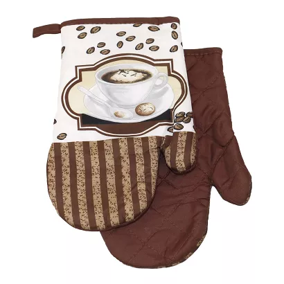Rękawice kuchenne 18x27 z magnesem 2 szt. białe brązowe cappuccino