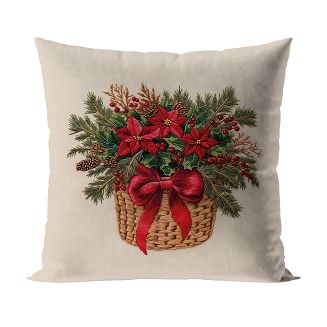 BUKIET W KOSZYKU Z EFEKTEM WYSZYWANIA Poszewka dekoracyjna VELVET 40x40cm kolor 004 beżowy PBN365/PO