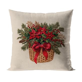 BUKIET W KOSZYKU Z EFEKTEM WYSZYWANIA Poszewka dekoracyjna VELVET 40x40cm kolor 004 beżowy PBN365/PO