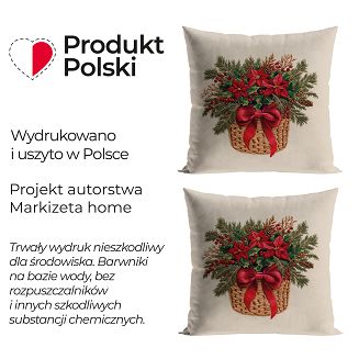 BUKIET W KOSZYKU Z EFEKTEM WYSZYWANIA Poszewka dekoracyjna VELVET 40x40cm kolor 004 beżowy PBN365/PO