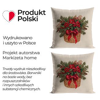 BUKIET W KOSZYKU Z EFEKTEM WYSZYWANIA Poszewka dekoracyjna VELVET 40x40cm kolor 004 beżowy PBN365/PO