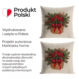 BUKIET W KOSZYKU Z EFEKTEM WYSZYWANIA Poszewka dekoracyjna VELVET 40x40cm kolor 004 beżowy PBN365/PO