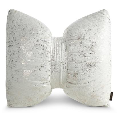 Poduszka dekoracyjna KOKARDA1 45x55 Eurofirany kremowa z błyszczącym nadrukiem