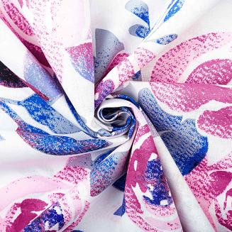 Pościel bawełniana MANSION 200x220 biała różowa granatowa kwiaty