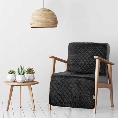 Narzuta dekoracyjna LUIZ 70x160 czarna w geometryczny wzór