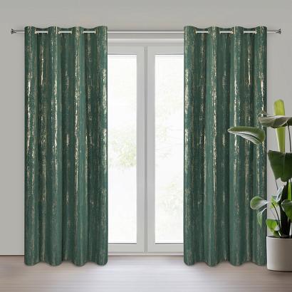 Zasłona gotowa na przelotkach LIBI 140x250 Eurofirany zielona szampańska błyszczący przecierany nadr