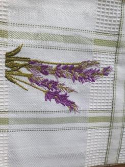 Ścierka kuchenna 45x65 wzór lawenda kratka oliwkowa