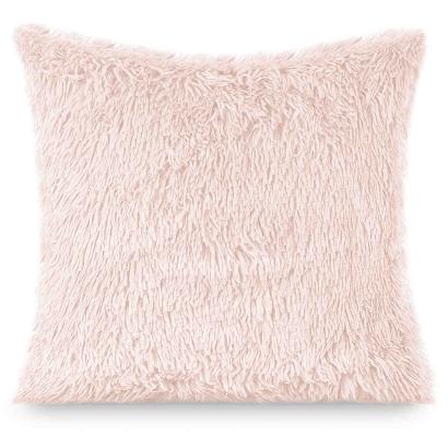 Poszewka dekoracyjna YETI 40x40 włochacz o strukturze futra jasnopudrowy