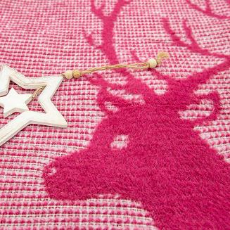 Koc bawełniany 150x200 Darymex świąteczny bordowy renifery