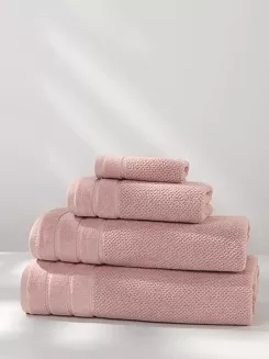 Ręcznik bawełniany o ryżowej strukturze Loren 70x140 pudrowy