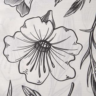 Pościel satyna bawełniana CARINA 160x200 biała czarna w rysowane kwiaty