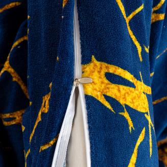 Pościel polarowa 220x200 welur granatowa złota marmurek