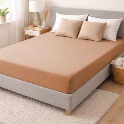 Prześcieradło jersey z gumką 120x200 beżowe