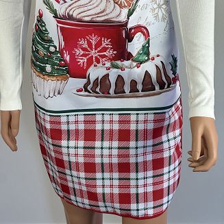 Fartuch kuchenny świąteczny biały czerwony kratka słodkości